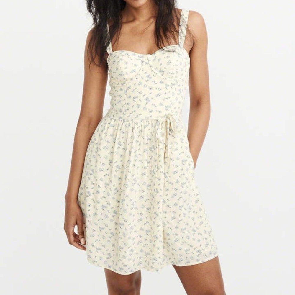 yellow floral bustier dress abercrombie & fitch - Picture 1 of 4